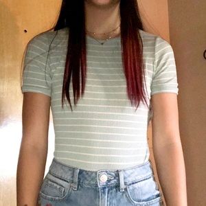Mint green striped bodysuit
